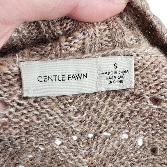 Gentle Fawn Puff Sleeve Knit Light Tan Pink Sweater Sz S - Picture 7 of 10